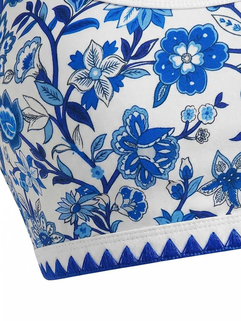 Col Rond Floral Taille Haute Ensemble Bikini Années 1950 4