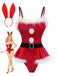 Body de Noël rouge en velours à bordure en fausse fourrure années 1960 - 1