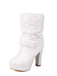 Bottes de Noël à talon épais, nœud et bordure en fausse fourrure - 11