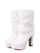 Bottes de Noël à talon épais, nœud et bordure en fausse fourrure - 12