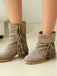 Bottes en suédine à revers modulable, franges et talons épais - 13