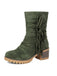 Bottes en suédine à revers modulable, franges et talons épais - 9