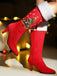 Bottes en suédine à talons hauts et sapins de Noël brodés - 12