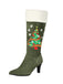 Bottes en suédine à talons hauts et sapins de Noël brodés - 1