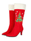 Bottines talons hauts daim brodées d'un sapin Noël