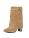 Bottes Vintage Mi-Mollet en Suédine à Talon Carré - 1