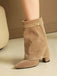 Bottes Vintage Mi-Mollet en Suédine à Talon Carré - 4