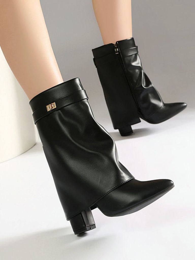 Bottes Vintage Mi-Mollet en Suédine à Talon Carré - 9
