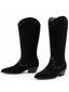 Bottines western noires bout pointu ornées clous et dotées d’un fini floqué