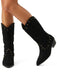 Bottes western noires floquées à clous et bout pointu - 4