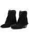 Bottes western noires mi-mollet à franges et laçage - 1