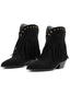 Bottes cowboy noires mi-mollet western lacets et ornées franges