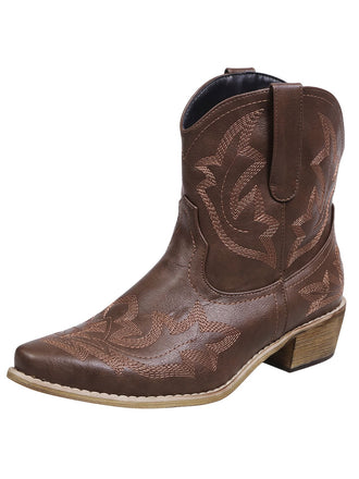 Bottines western brodées à bout pointu - 1