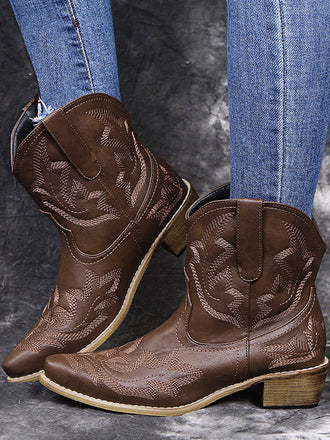 Bottines western brodées à bout pointu - 2