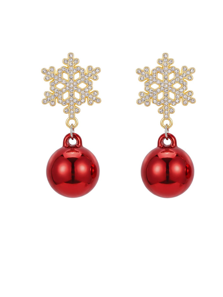 Boucles d’oreilles pendantes boules de Noël à flocons en strass - 1