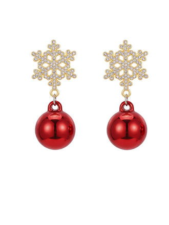 Boucles d’oreilles pendantes boules de Noël à flocons en strass - 1