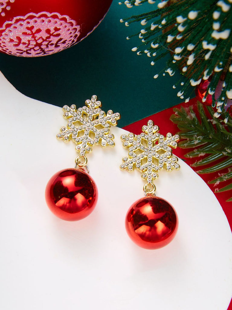 Boucles d’oreilles pendantes boules de Noël à flocons en strass - 4