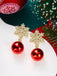 Boucles d’oreilles pendantes boules de Noël à flocons en strass - 4