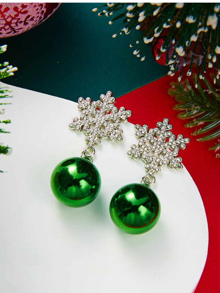 Boucles d’oreilles pendantes boules de Noël à flocons en strass - 6