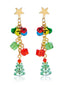 Boucles d’oreilles pendantes forme sapin Noël rouge et vert