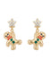 Boucles d’oreilles pendantes dorées bonhommes en pain d’épices de Noël en strass - 1