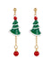 Boucles d’oreilles pendantes sapin de Noël à perles rouges - 1