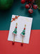 Boucles d’oreilles pendantes sapin de Noël à perles rouges - 3