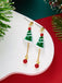 Boucles d’oreilles pendantes sapin de Noël à perles rouges - 4