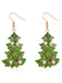 Boucles d’oreilles pendantes sapin de Noël vert à perles - 1