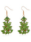 Boucles d’oreilles pendantes sapin de Noël vert à perles