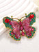 Broche papillon vintage à strass - 2