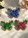 Broche papillon vintage à strass - 3