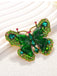 Broche papillon vintage à strass - 5