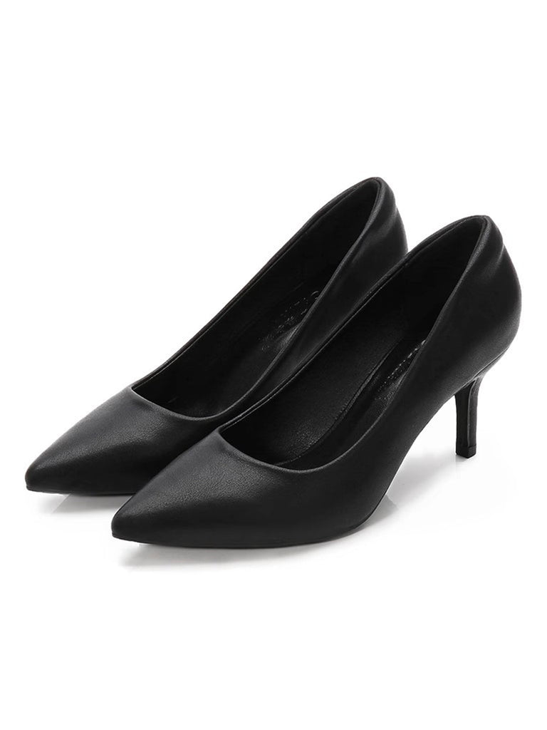 Chaussures à talons aiguilles en cuir noir massif