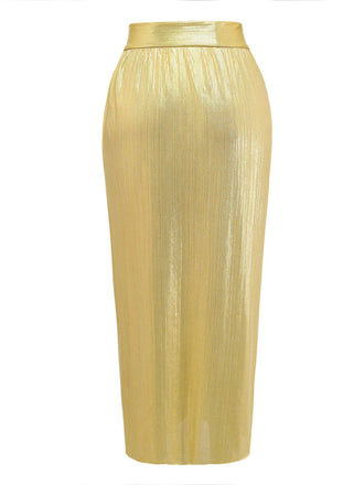 Cache-maillot métallique doré avec détail de nœud années 1980