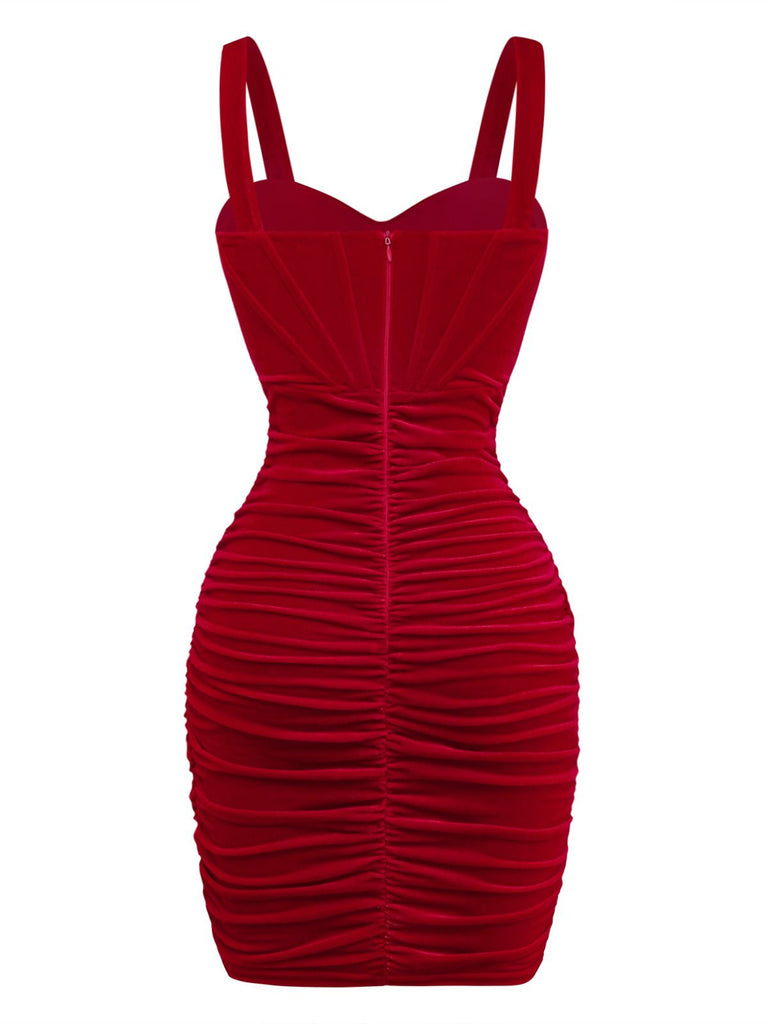 Robe courte velours corset ruché cœur 1980s
