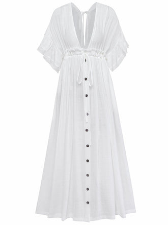 Cache Maillot de plage en rayonne flammée à col en V années 1930