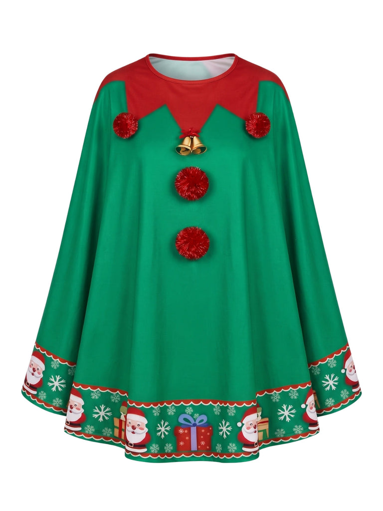 Cape de costume de lutin de Noël à pompons et clochettes années 1940 - 1
