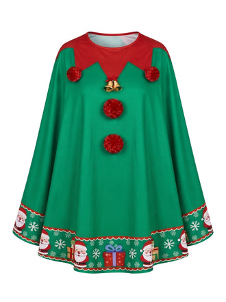Cape de costume de lutin de Noël à pompons et clochettes années 1940 - 1