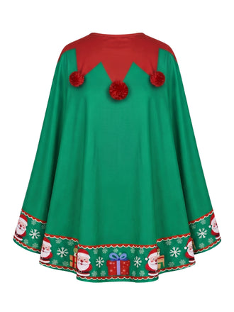 Cape de costume de lutin de Noël à pompons et clochettes années 1940 - 2