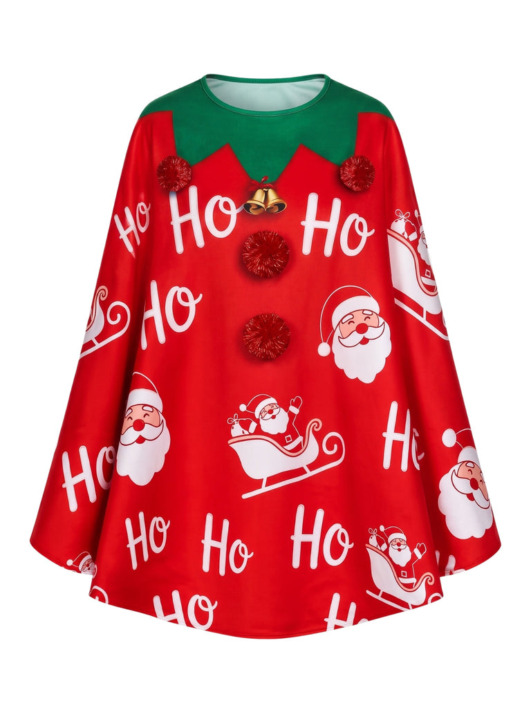 Cape de costume de lutin de Noël à pompons et clochettes années 1940 - 3
