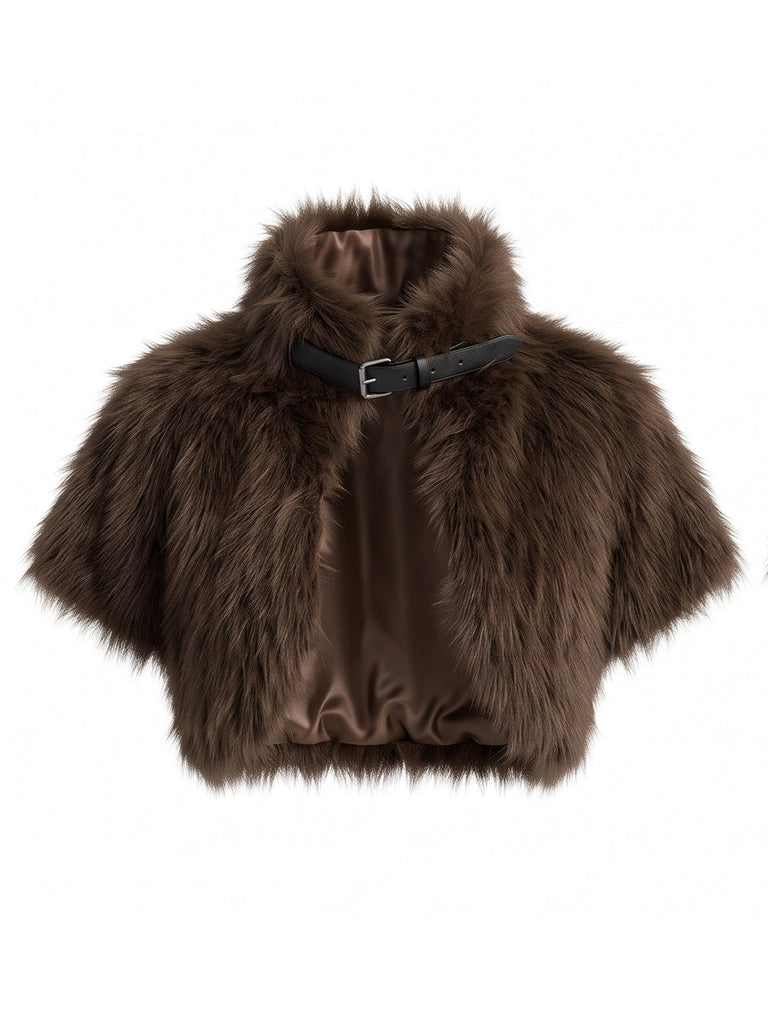 Capelet en fausse fourrure à boucle sur l’épaule années 1950 - 3