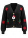 Cardigan de Noël en maille à appliqués Père Noël et sapin années 1970 - 1