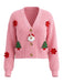 Cardigan de Noël en maille à appliqués Père Noël et sapin années 1970 - 4