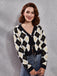 Cardigan en maille à losanges, col V et boutons Années 1980 - 2