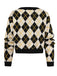 Cardigan en maille à losanges, col V et boutons Années 1980 - 3