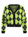 Cardigan en maille à losanges, col V et boutons Années 1980 - 9