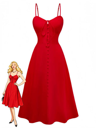 Robe Slip Sans Manches Dos Nu Taille Smockée Années 1950