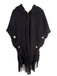 Châle Bohème en Maille à Capuche, Boutons et Franges Années 1950 - 3