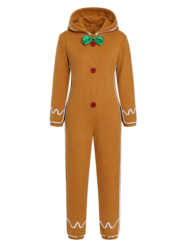 Combinaison de Noël marron à capuche bonhomme en pain d’épices années 1960 - 2